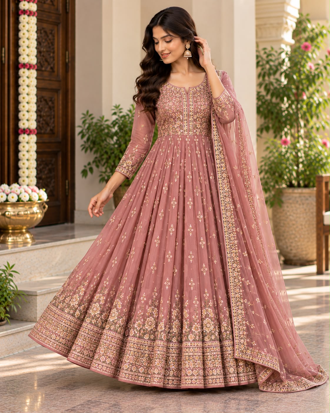 Floor-length anarkali design