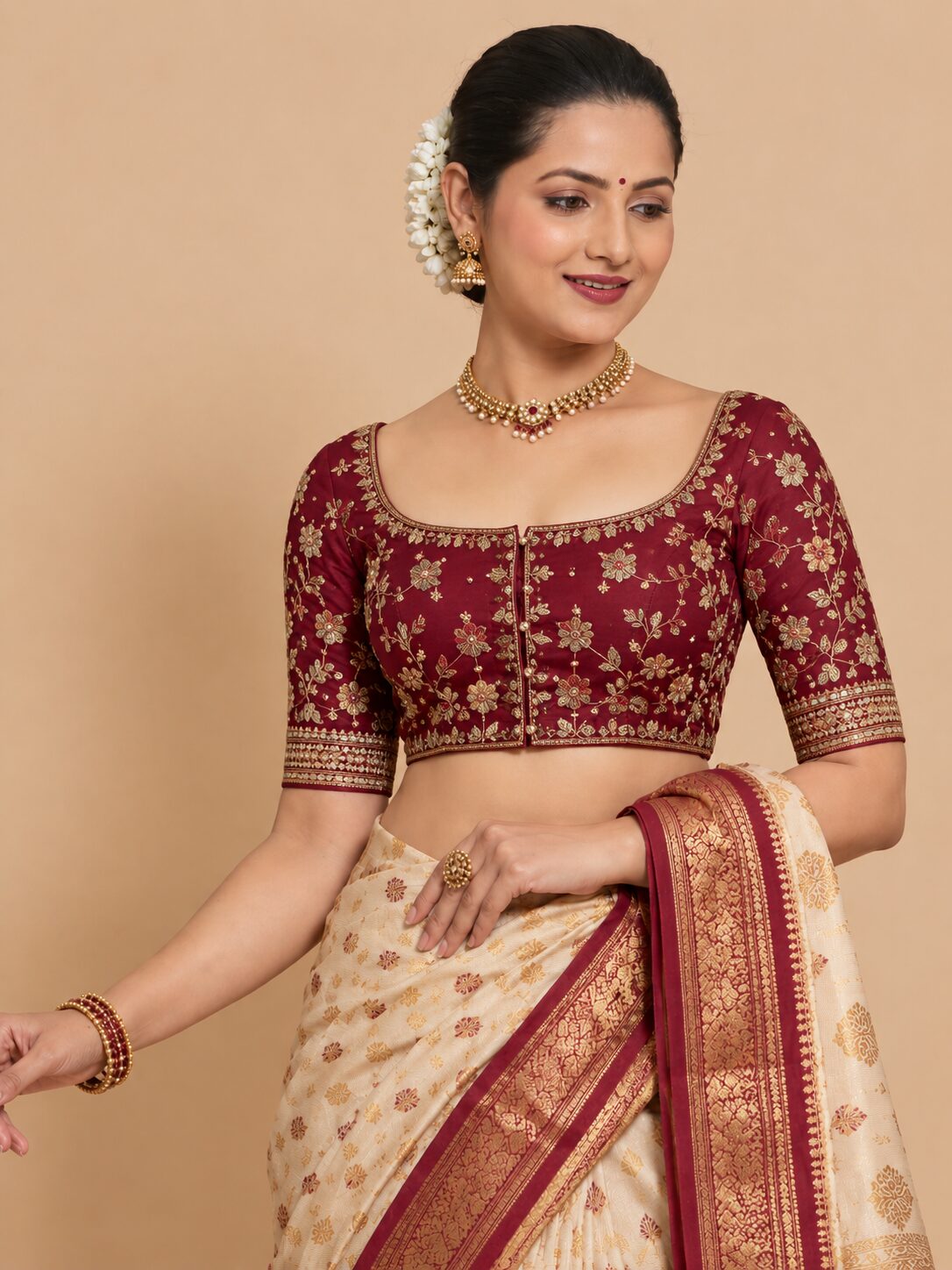 Round neck blouse design